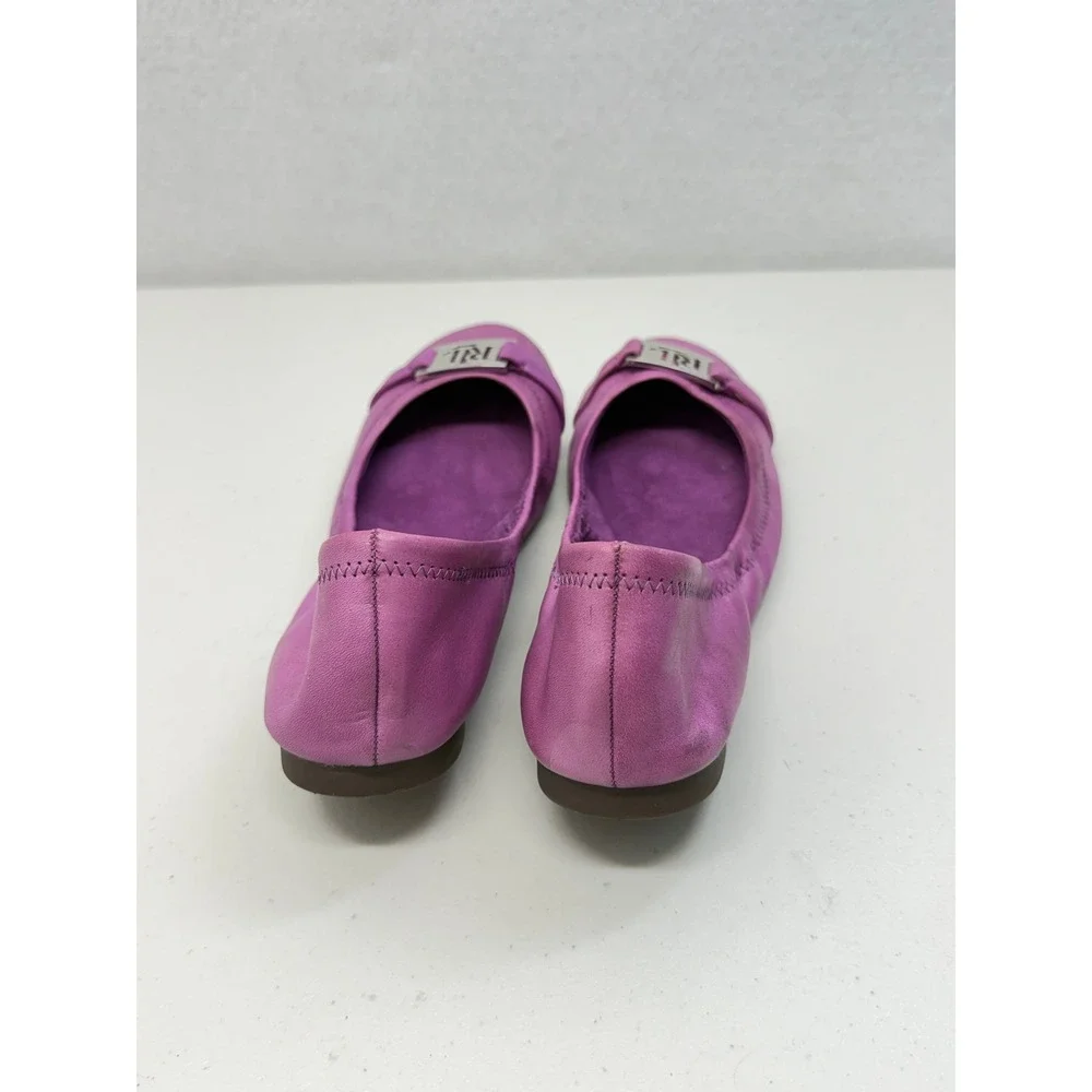 Ralph Lauren Purple Genuine Leather Ballet Flats Silver Buckle Size 9.5 B